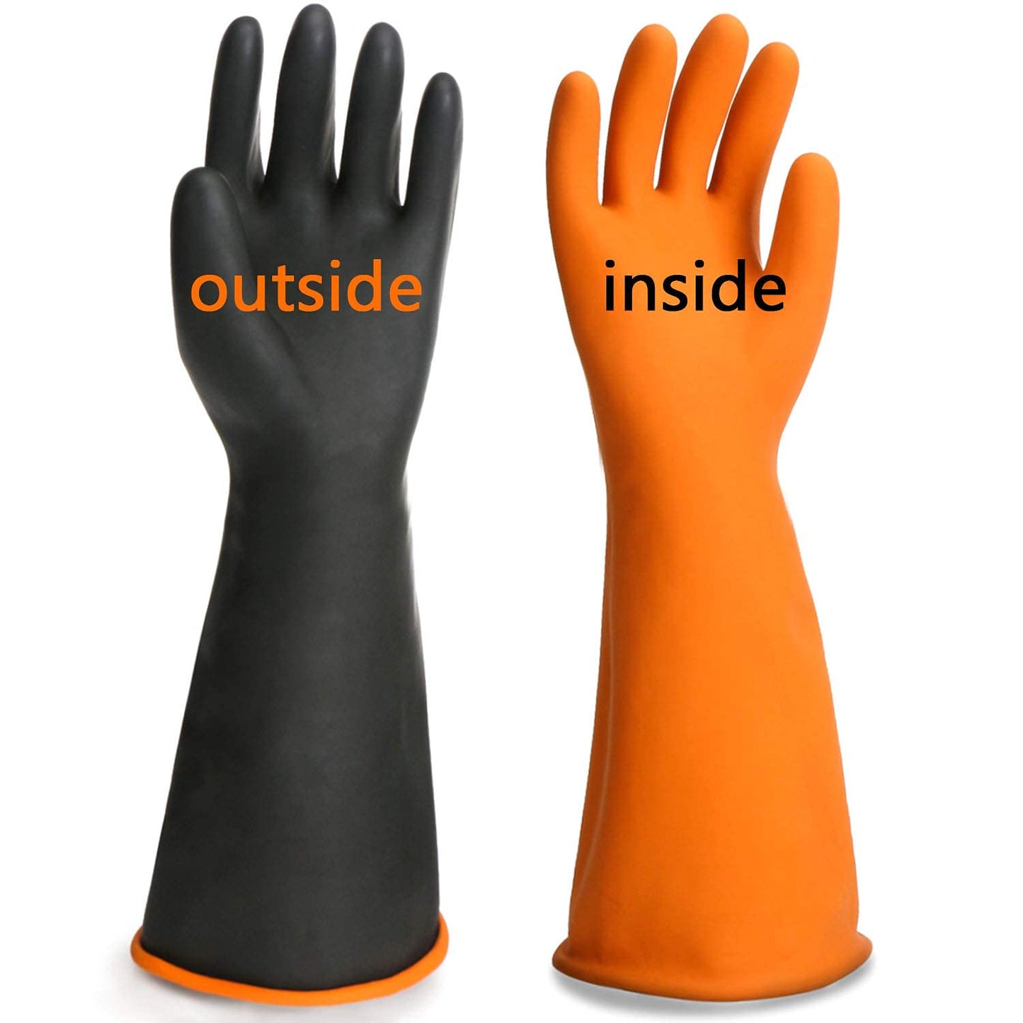 Black Rubber Gloves Extra Large, 22" Long Chemical Resistant Gloves, Waterproof Reusable Dishwashing Household Cleaning Safety Work Heavy Duty Industrial Rubber Glove, 1 Pair XXL