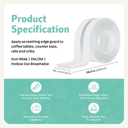 Furniture Edge Protector for Baby - Plastic Crib Protector from Chewing - CPC Certified, CPSC Tested, LFGB Food Grade (78.74 * 1.97in)