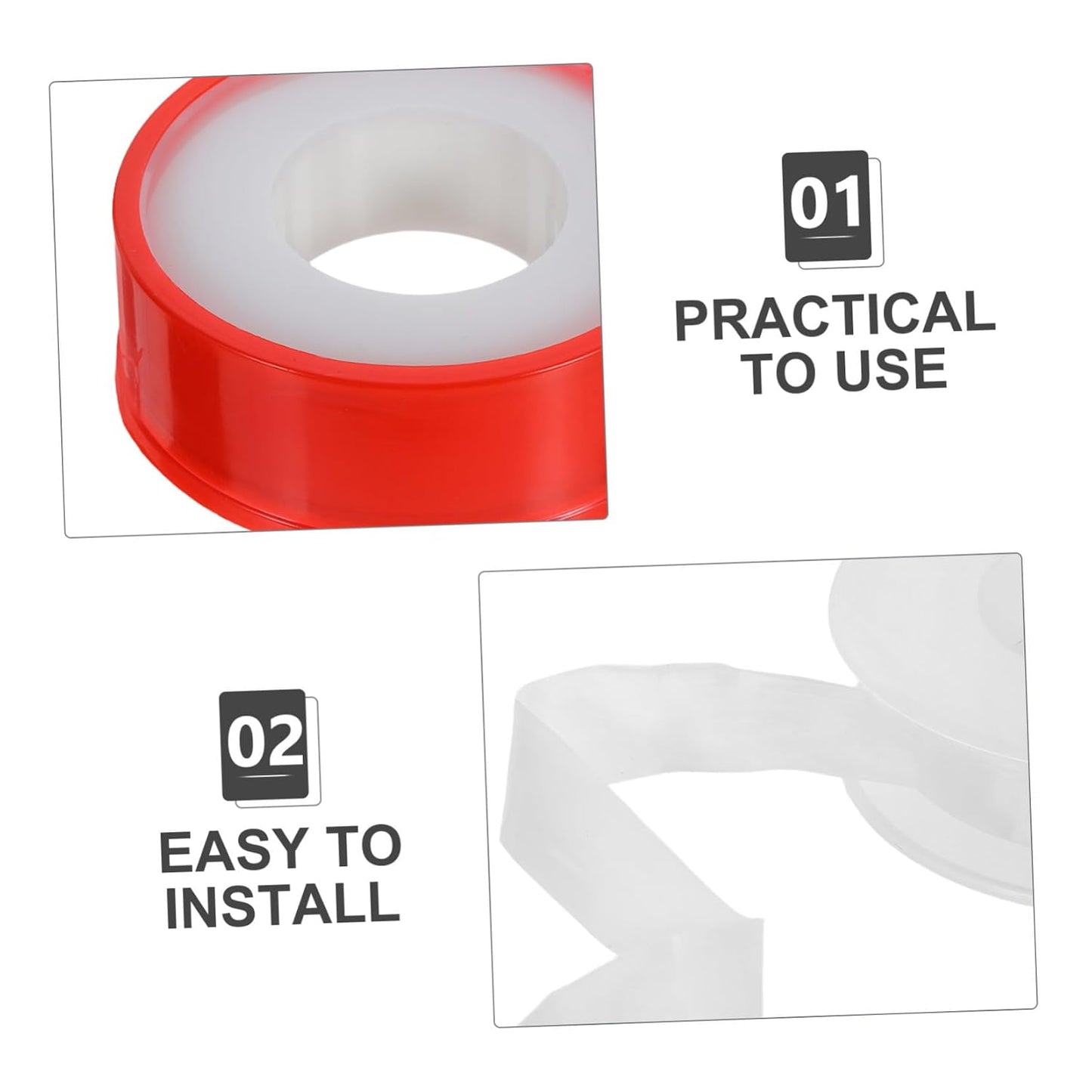 Mikikit PTFE Thread Seal Tape Temperature Resistance 10 Rolls for Plumbing Connections Pipe Leak Repair Tape for Kitchen and Residential Applications
