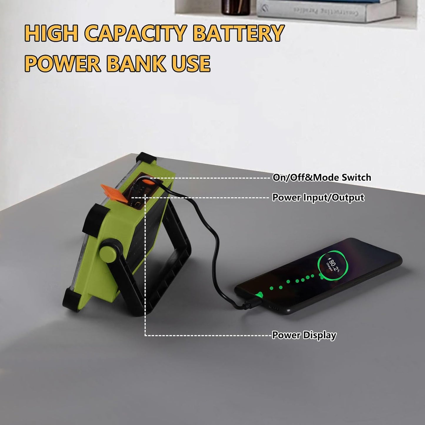 120W Solar Rechargeable Work Light, 144 LED 10000LM Portable Flood Light with Stand, IP66 Waterproof 4 Modes LED Job Site Lighting Flashlights for Mechanic Camping Fishing Car Repair