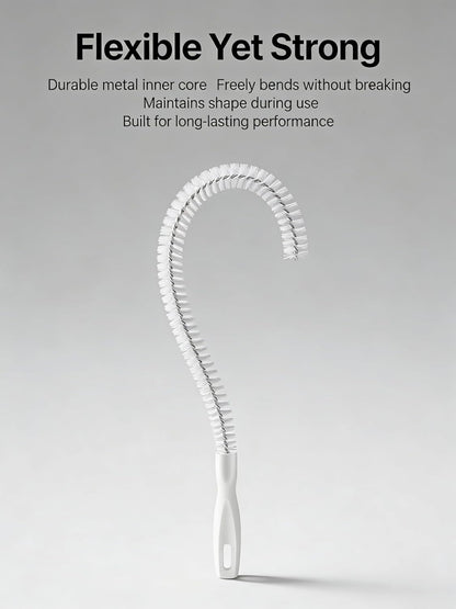 Drain Cleaning Brush, 2-Pack Flexible Pipe Cleaner Tool for Sink Shower and Bathtub Drain, Long Hair and Debris Remover Snake with Handle and Hook, Reusable Clog Removal Accessory