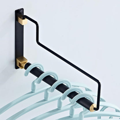 NEWRAIN Folding Wall Mounted Clothes Hanger Rack Clothes Hook Solid Brass with Swing Arm Holder Clothing Hanging System Closet Storage Organizer Heavy Duty Drying Rack Wall Mount,Brushed Gold
