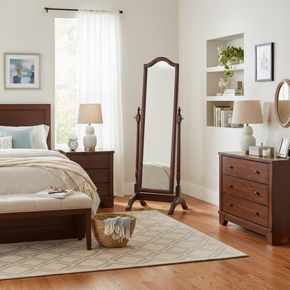 Furnifact Brown 65 Inch Long Full Length Cheval Mirror with Wooden Frame - Adjustable Arched Standing Body Mirror for Bedroom or Living Room Décor