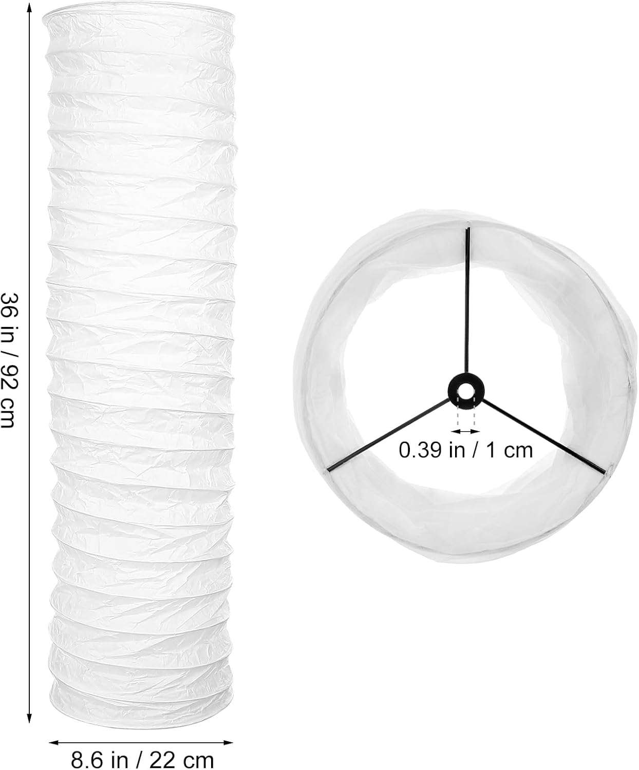 STOBOK Rice Paper Floor Lamp Shade Replacement, 36-inch Standing Paper Lampshade, Japanese Style Long Lamp Shade Only, Foldable Light Cover for Living Room Bedroom Hotel Decor, White