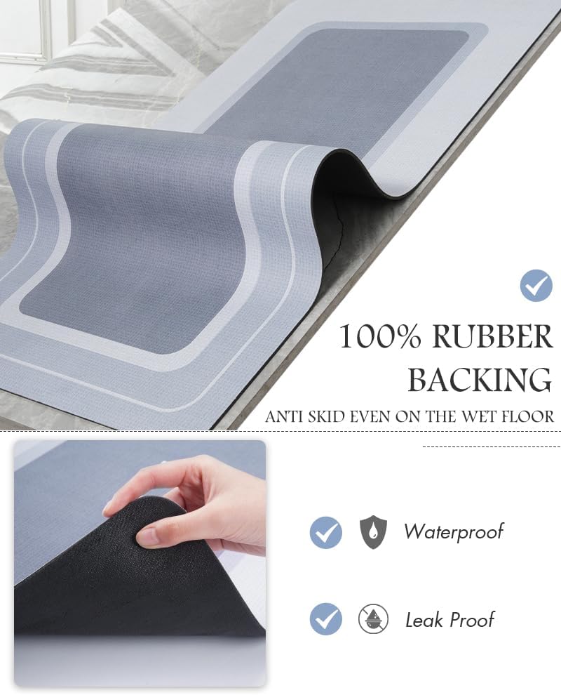 MontVoo-Bath Mat-Bathroom Mat Rug Non Slip Super Absorbent Stain Resistant Quick Dry Thin Bath Rug-Bath Mats for Bathroom Floor Bathtub Vanity-Bathmat Bath Rug Easy Care-17"x27" Grey