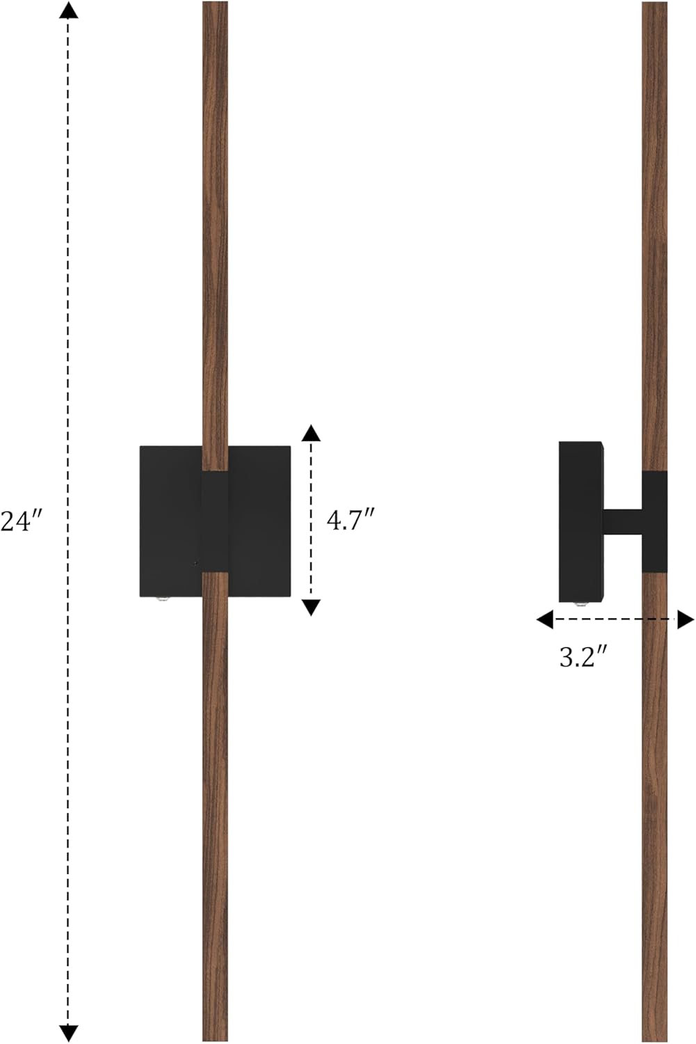 8000mAh Battery Operated Wall Sconce with Remote Control, 3000K-6000K Dimmable Black Wireless Rechargeable Wall Sconces Set of Two with Timer Function for Living Room, Bedroom, Stairwell, TV 24 Inch