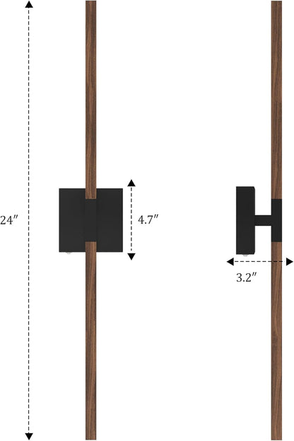 8000mAh Battery Operated Wall Sconce with Remote Control, 3000K-6000K Dimmable Black Wireless Rechargeable Wall Sconces Set of Two with Timer Function for Living Room, Bedroom, Stairwell, TV 24 Inch