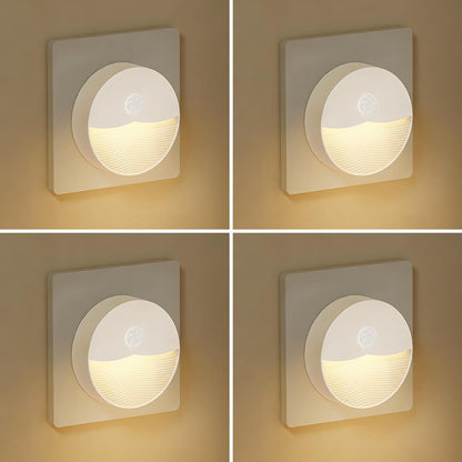 Consss Plug-in Motion Sensor Night Light, Dusk to Dawn Light Sensor, Soft Warm White LED Backlit Glow, Auto On/Off for Bathroom Bedroom Hallway Stairs Nursery, 4 Pack