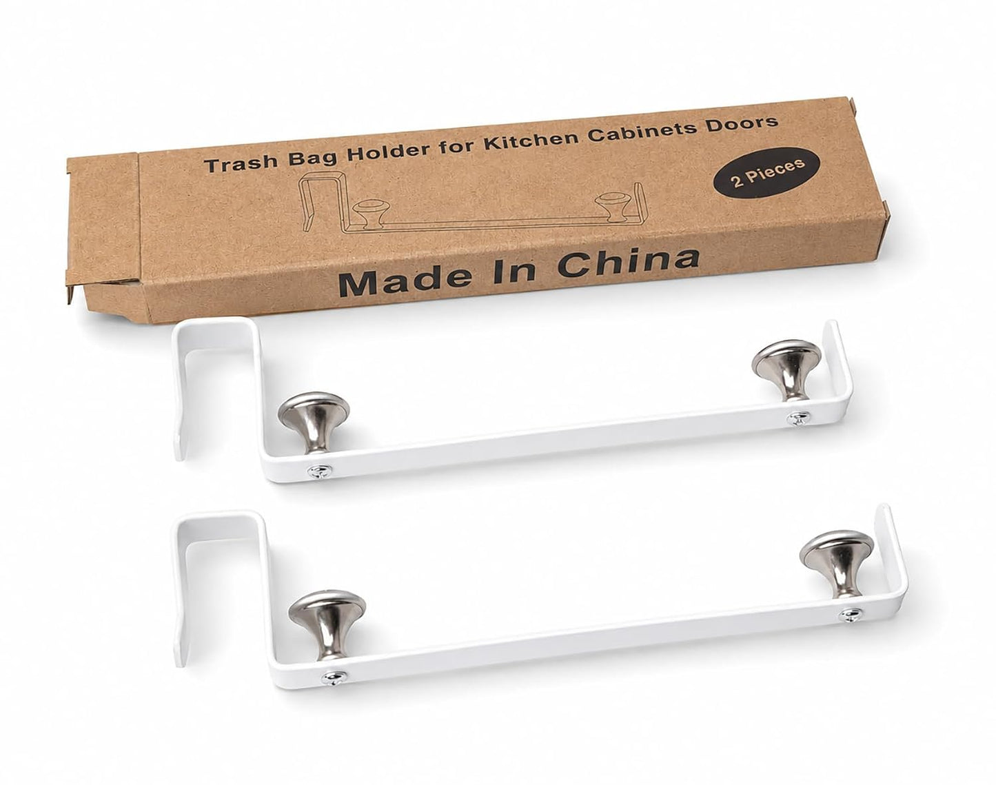 Large Trash Bag Holder for Kitchen Cabinets Doors, Under Sink Plastic Bag Hooks, Stainless Steel Garbage Bag Holder, Kitchen Trash Waste Cans (Black)