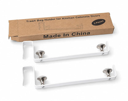 Large Trash Bag Holder for Kitchen Cabinets Doors, Under Sink Plastic Bag Hooks, Stainless Steel Garbage Bag Holder, Kitchen Trash Waste Cans (Black)