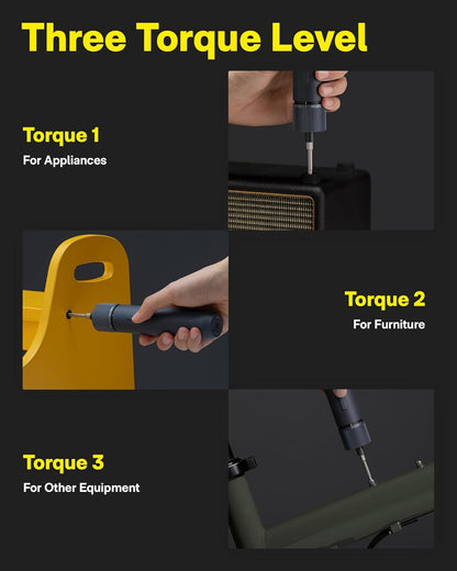 HOTO 18-Piece Home Tool Kit with Electric Screwdriver & LED, 3 Torque Modes | Includes 10 Bits, Compact and Portable with Hidden Buckle, Ideal for DIY Projects and Home Repairs