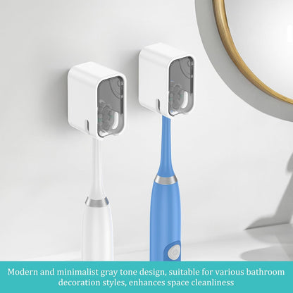 4PCS Toothbrush Holders for Bathroom, Single Slot Teeth Brush Storage Organizer with Cover & Drainage Hole for Shower Travel Family Use, Dust- & Waterproof Wall Mounted Detachable Dispenser