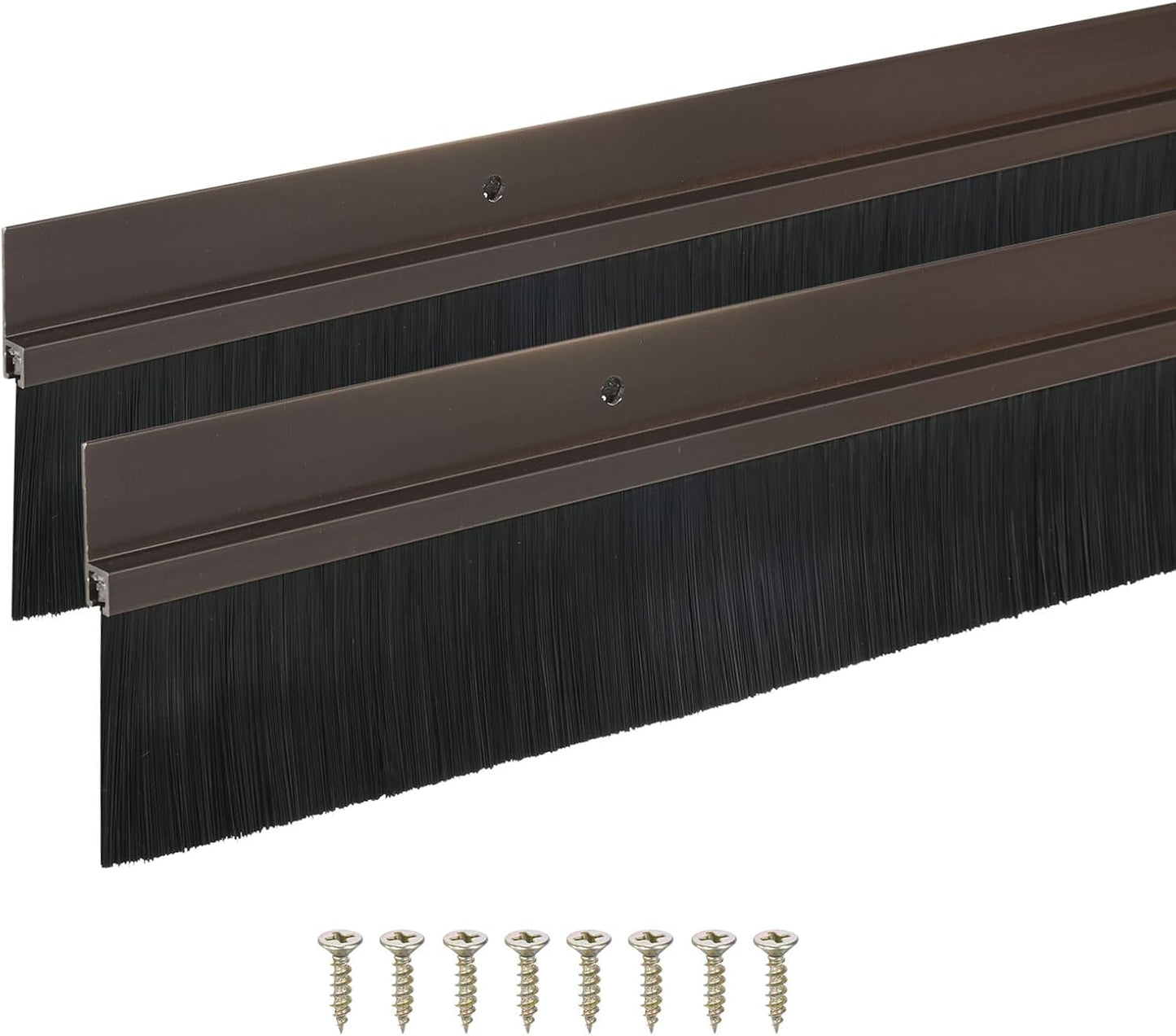 M METERXITY 2Pack Door Sweep - 39" Door Bottom Brush Heavy Duty Seal Draft Stopper Aluminum Base with 50mm Brush, Adhesive/Screw Installation for Interior/Exterior/Garage/Sliding Doors, Black