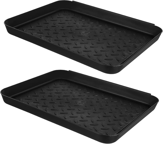 Ipetboom 2Pcs Boot Trays for Entryway Indoor Use 13.97X10.82X1.18In Lightweight Plastic Shoe Mat Tray with Raised Edge Multi-Purpose Wet Boot Holder for Mudroom and Outdoor Protection Easy to Clean