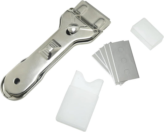 All Metal Heavy Duty Scraper Tool (5 blades) for Removing Stains and Cleaning Stovetops Countertops Appliances and Glass Debris