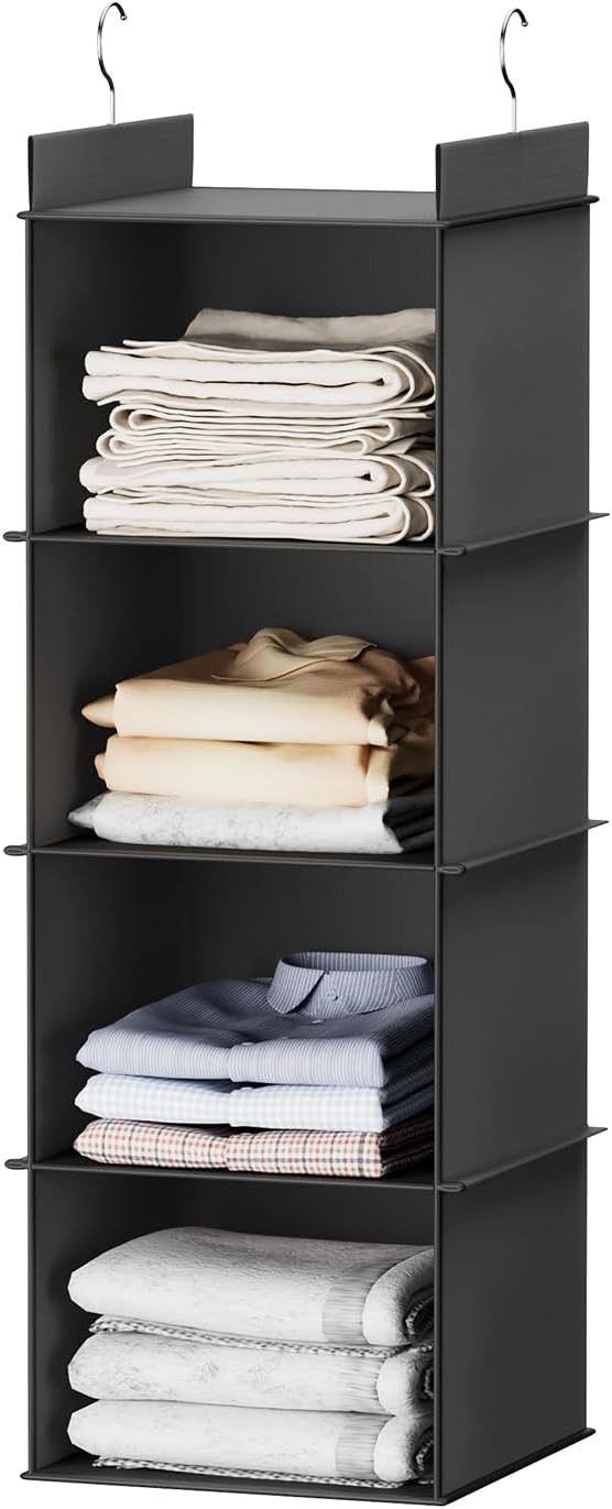 YOUDENOVA Hanging Closet Organizer, 6-Shelf Closet Hanging Shelves, Grey