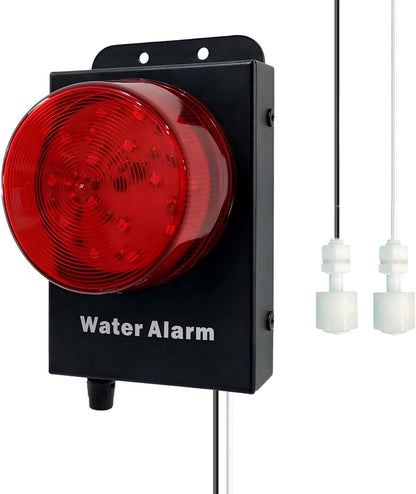 Water Level Leak Alarm with 16.4Ft 2 Sensors,120dB Strobe, Metal | 9V Battery-Powered, Dual Sensors Float Switch and Leak Probe, Adjustable Volume, For Sump Pump Dishwasher Under Sink Basement