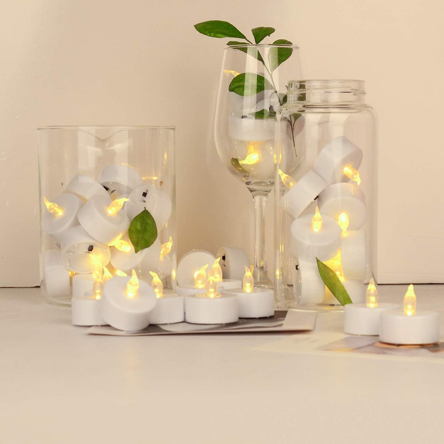 Flameless Flickering LED Battery Candles :Set of 3 Ivory Real Wax Pillar Operated Fake Faux Lights with Remote Control and Timer Function Flicker Candle for Decoration Christmas Votive Garden Outdoor