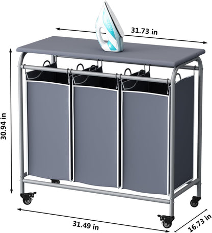 LINZINAR 3-Bag Laundry Hamper, Black Laundry Basket, 35.6 Gal(135 L) Laundry Sorter Cart Laundry Room Organization with Heavy Duty Rolling Lockable Wheels and Removable Bags