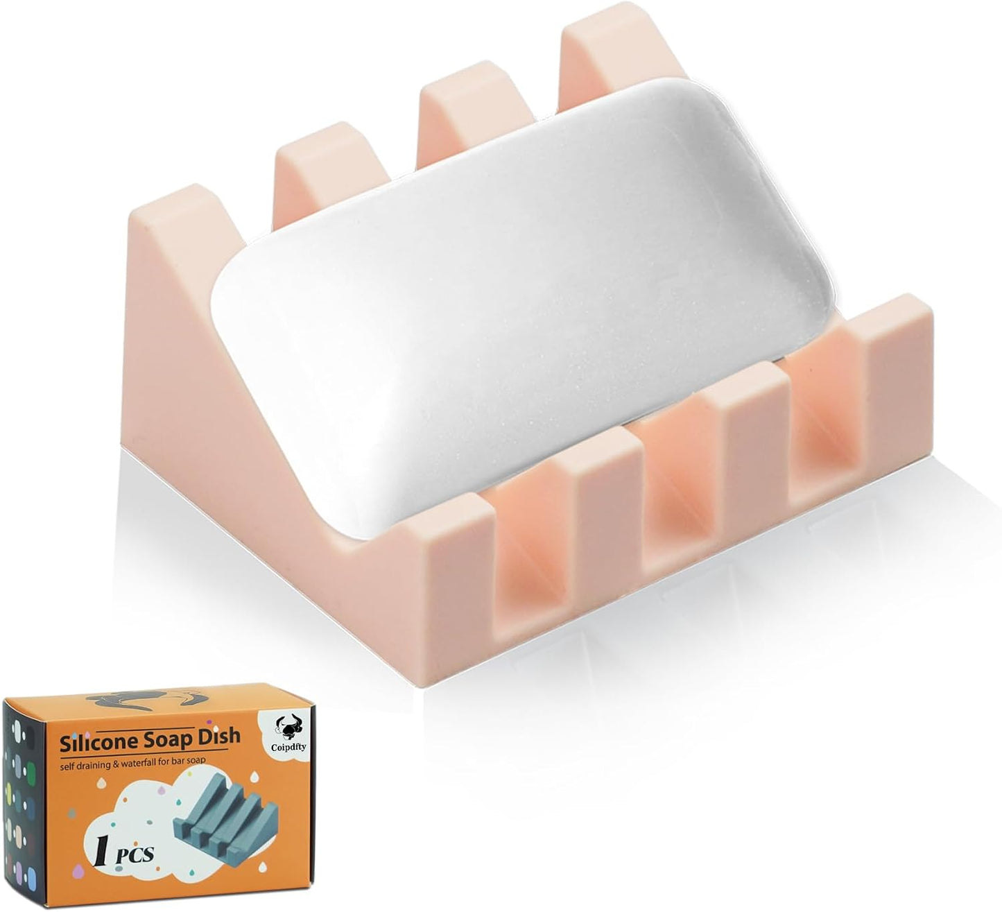 Self Draining Soap Dish Holder,Silicone Soap Dish,for Bathroom,Kitchen, Sponges，Can Extend Soap Life，Keep Soap Bars Dry and Easy Cleaning (White,1-Pack) - Colors A