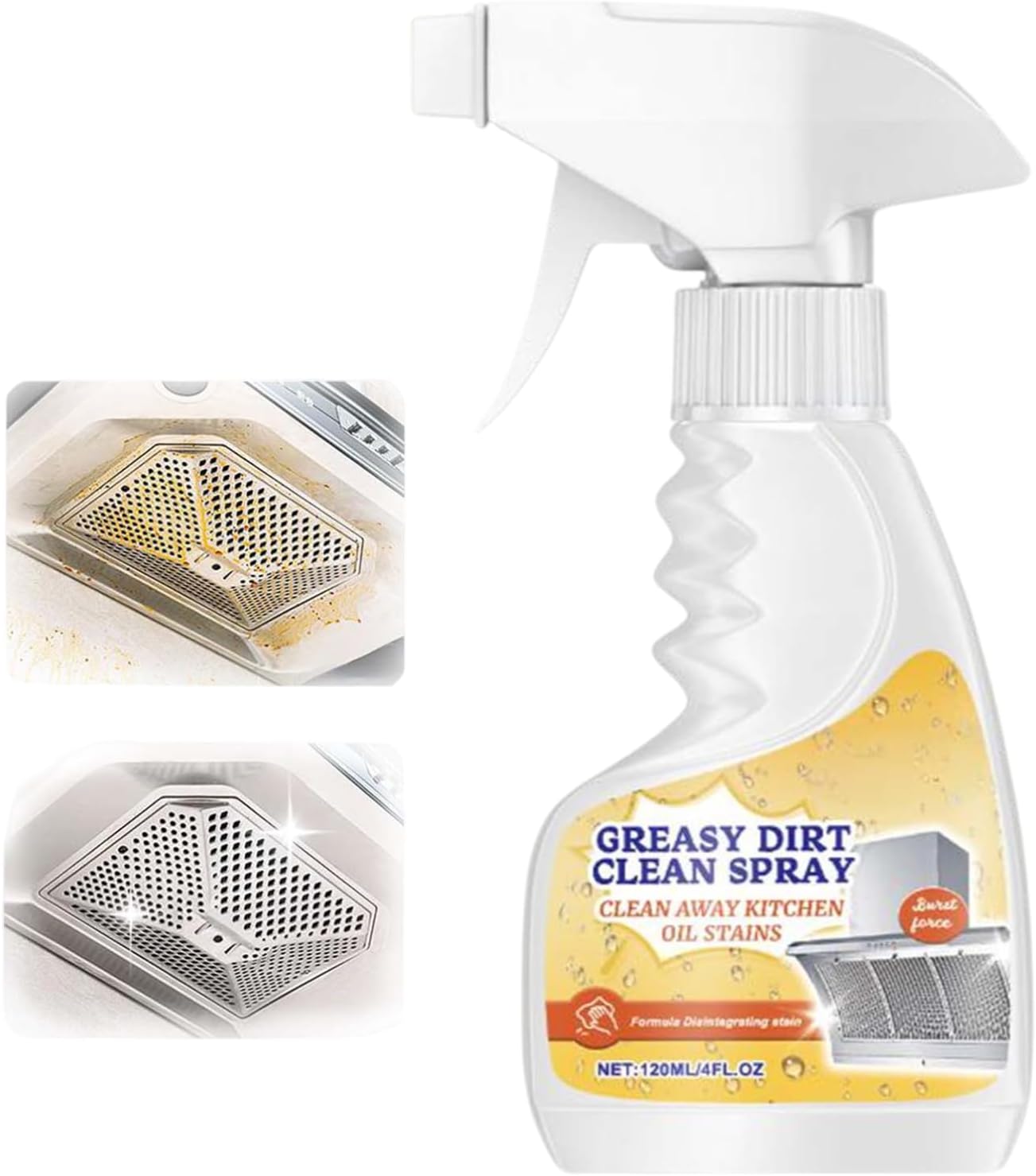 120ml Degreaser Cleaner Heavy Duty Kitchen Spray Cleaner All Purpose for Gas Stove, Range Hood, Air Fryer, BBQ Grill, Cookware & Countertop Cleaner, Cleaning Supplies for Housekeeping, 1 Pack