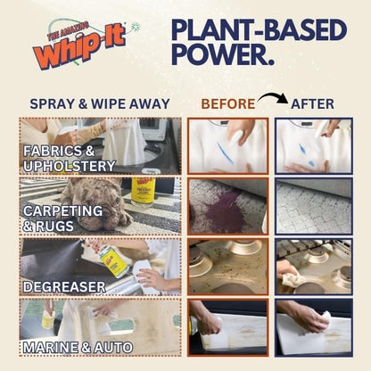 Whip It Cleaner Concentrate, Multi Purpose Stain Remover, Plant Based Enzyme Cleaner, Cleaning Food, Grease, Coffee, Wine, Baby Stains, Over 500 uses, Made in the USA, 1 Gallon,128-ounce