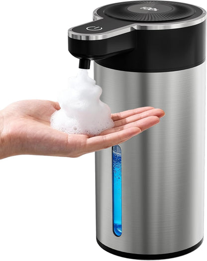 Automatic Foaming Soap Dispenser Touchless, Clog-Free Pump, 0.2s Fast Sensor, USB-C Rechargeable &13.5 oz/400ml Rechargeable, 4 Adjustable Liquid Levels, IPX5 Waterproof,Level Display