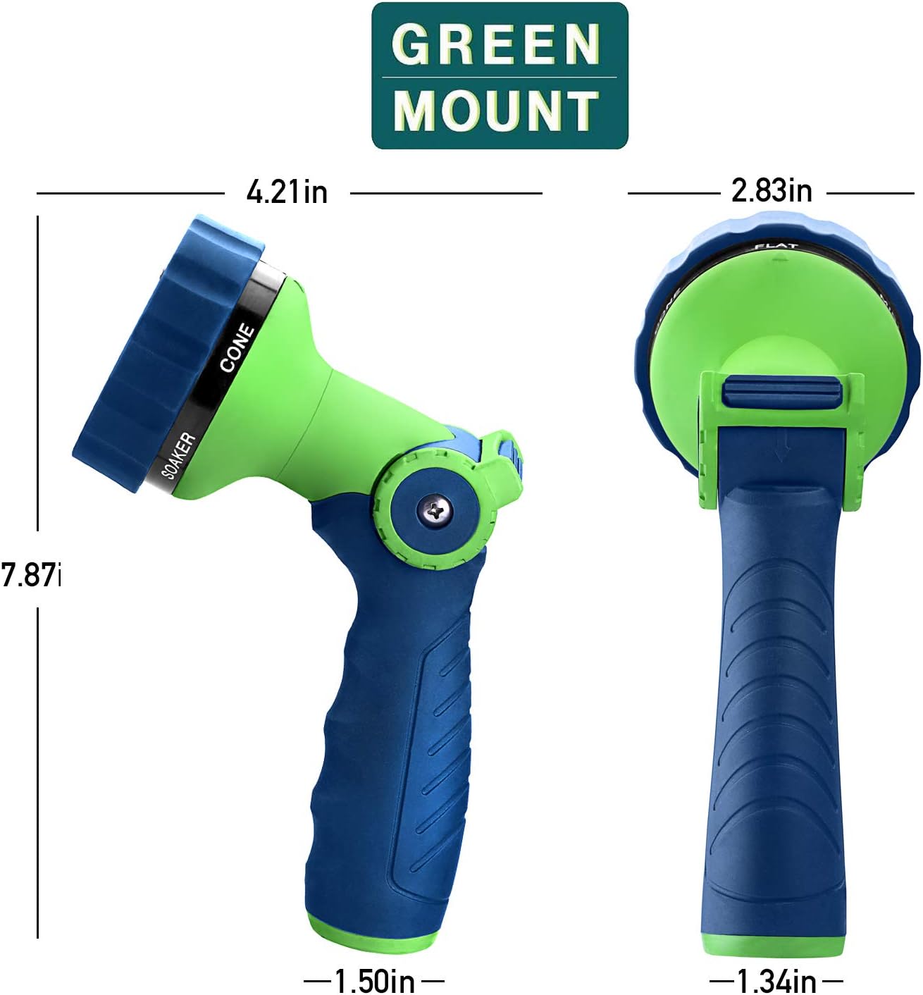 GREEN MOUNT Garden Hose Nozzle, Water Hose Spray Nozzle with Thumb Control On Off Valve for Easy Water Flow Control, Black-grey