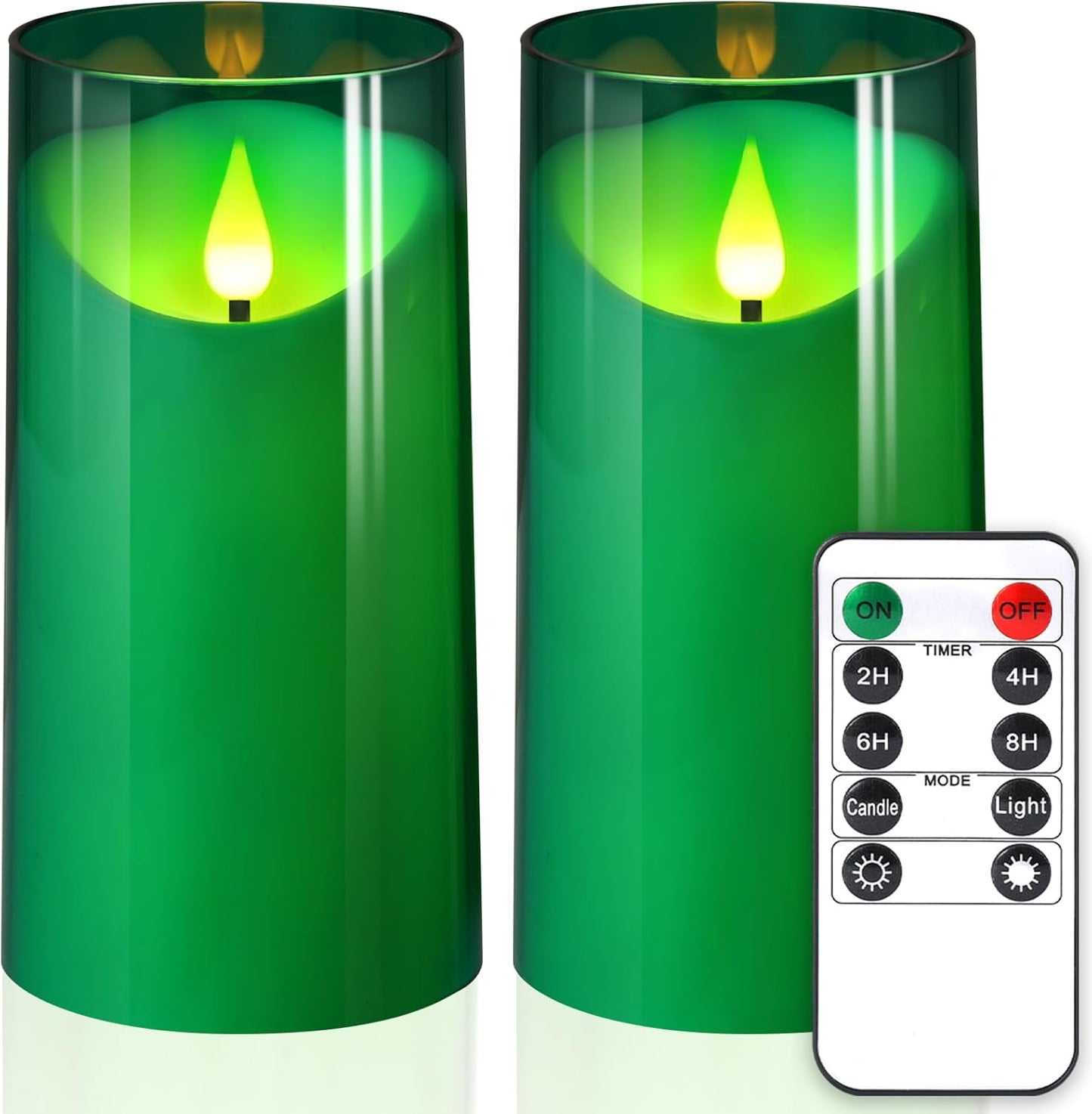 NURADA Flameless Candles with Remote Timer - Glass Real Wax 3D Wick LED Pillar Votive Candle Set Battery Operated Flickering Light for Home Christmas Decoration - White 3 Pack