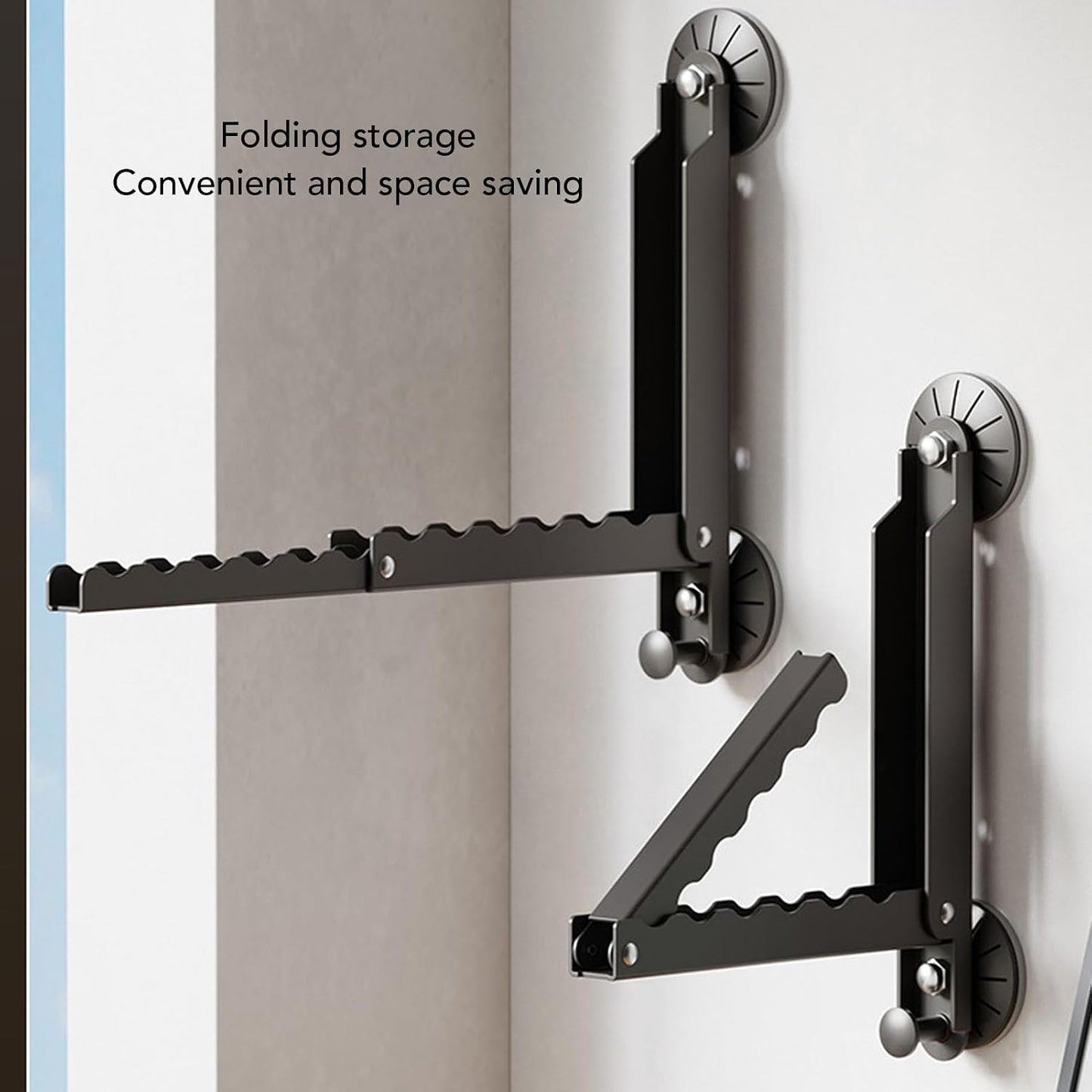 Wall Mounted Drying Rack with Extendable Heavy Duty Design. Ideal for Laundry Rooms, Bathrooms, and Balconies. Space Saving Storage Solution for Towels and Clothing (White)