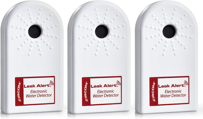 Zircon Leak Alert Water Leak Detector & Flood Sensor Alarm/Water Leak Sensor with Dual Leak Alarms 90Db Audio/Battery Powered (2 Pack) Batteries Not Included (72311) White