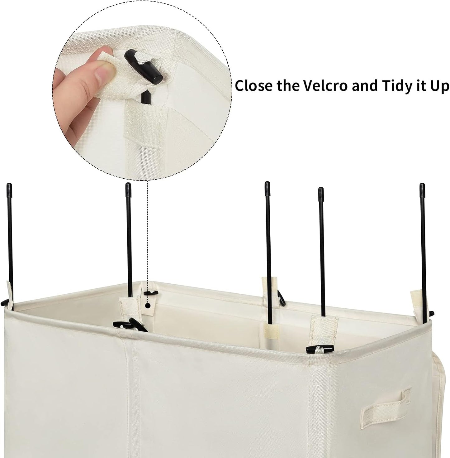 WOWLIVE 180L Laundry Hamper with Lid 3 Section,Large Laundry Basket with Removable Bags and Handles,Collapsible Dirty Clothes Hampers for Laundry,Laundry Basket Organizer for Laundry Room,Dorm,Beige
