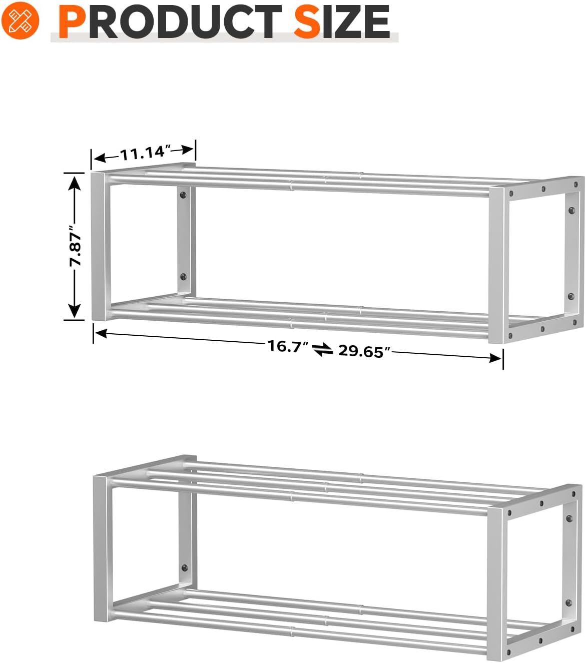 Homeiju Hanging Shoe Organizer,2 Pack Wall Mounted Shoe Rack Holds 12 Pairs,Space Saving Metal Wall Shoe Rack,Hanging Shoe Rack Shoe Holder for Small Space,Entryway,Closet,RV,Camper（Black