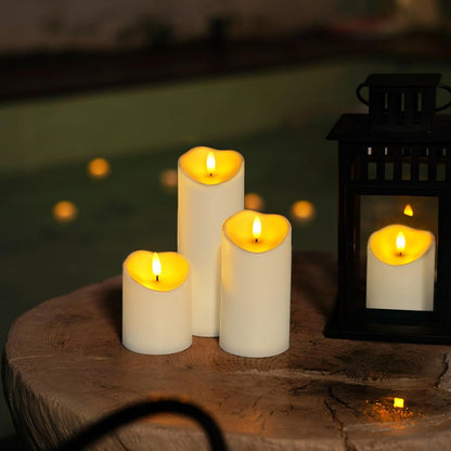 Homemory Dripping Wax Flameless Candles, Battery Operated Candles with Remote Control and Timers, LED Pillar Candles, Electric Fake Candles, 3" x 6", Set of 2