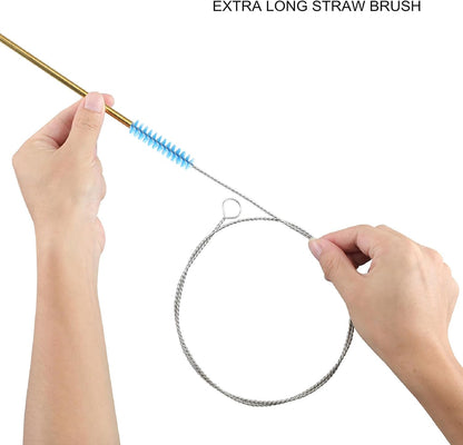 40 Inches Brush Cleaner for Cleaning Straw, Kegerator, Feeding Tube, Siphon Hose, Sunroof Drain, Refrigerator Drain, 4PCS (White)
