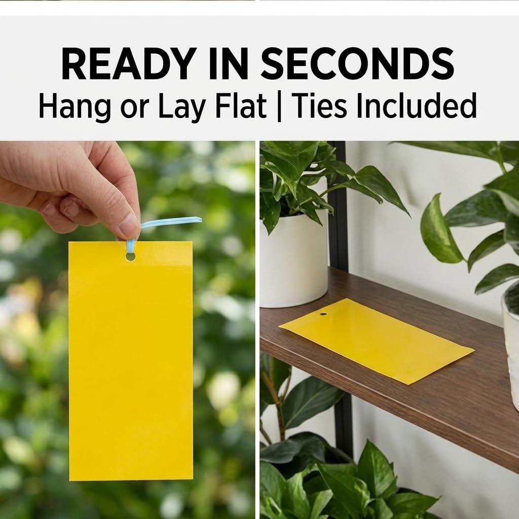 Yellow Sticky Traps 3.9"x7.8" 30 Pack – Dual-Sided High Adhesive Fruit Fly Trap for House Plants, Indoor & Outdoor Gnat Trap for Fungus Gnats, Fruit Flies, Whiteflies –Ideal for Kitchen, Garden