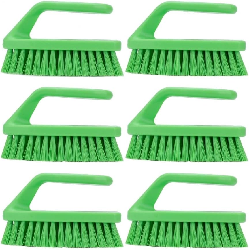 SPARTA Heavy Duty Scrub Brush, Hand Brush with Iron Shape Handle Design for Scrubbing Kitchen Pots and Pans or Bathroom Sink and Shower, 6 Inches, Black, Twin