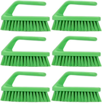 SPARTA Heavy Duty Scrub Brush, Hand Brush with Iron Shape Handle Design for Scrubbing Kitchen Pots and Pans or Bathroom Sink and Shower, 6 Inches, Black, Twin
