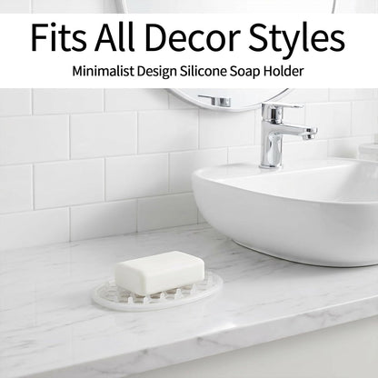 2 Pcs Soap Dish for Shower Soap Holder Shower with Efficient Drainage Holes Non-Slip Silicone Bar Soaps Holder Self Draining Soaps Saver Pad for Kitchen Bathroom Showers Shelf Counter Bathtub