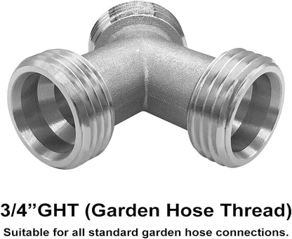 Joywayus Brass Nickel Plating 3/4" GHT Male Y Shaped 3 Way Garden Hose Connector Pipe Fitting Coupler Adapter (Pack of 2)