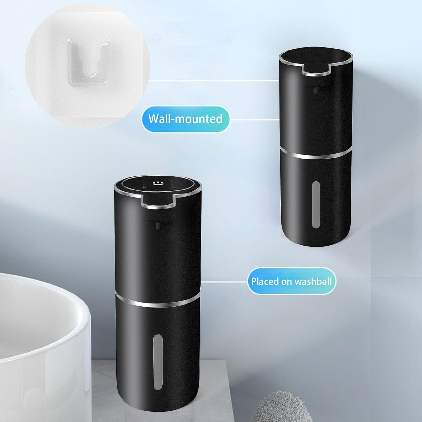 Automatic Soap Dispenser – Touchless Foaming Soap Dispenser 400ml USB Rechargeable Dispenser Electric Wall Mounted 4levels Adjustable Foam Soap Dispenser Pump for Bathroom Kitchen(Silver)