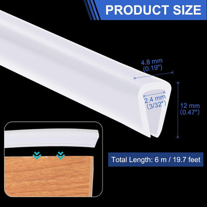 YOKIVE Clear Rubber U Channel Edge Trim, Silicone Door Seal Strip 3/16" Slot Fit for 5/32"-7/32" Edge | Metal Edge Guard Protector Great for Plywood, Glass, Sheet Metal (10-Feet)