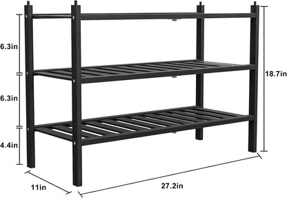 Dranixly Shoe Rack, 2-Tier Bamboo Stackable Shelf Storage Organizer, Stand for Closet, Entryway, Hallway, Bathroom and Living Room（Natural）