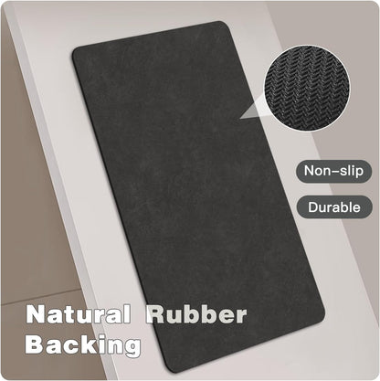 TYUU Bath Mat, Bathroom Rugs Non Slip Washable Thin Absorbent Quick Dry Bath Mat Fits Under Door Bathroom Floor Mat Perfect for Bath, Shower, or Sink 16"x24" Dark Grey