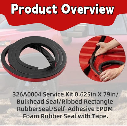 326A0004 Ribbed Rectangle Rubber Seal 3/5 in x 79 in, Ribbed Seal Strip Self-Adhesive EPDM Foam Rubber Seal,Ideal Weather Stripping,Fits for RV,Boat,Auto,Truck,Garage Door,Marine