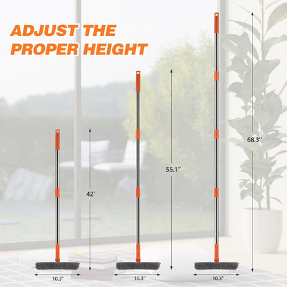 Professional 2 in 1 Window Squeegee with 68" Long Stainless Steel Handle,Microfiber Cloth and Rubber Car Window Squeegee for Gas Station, Glass,Shower