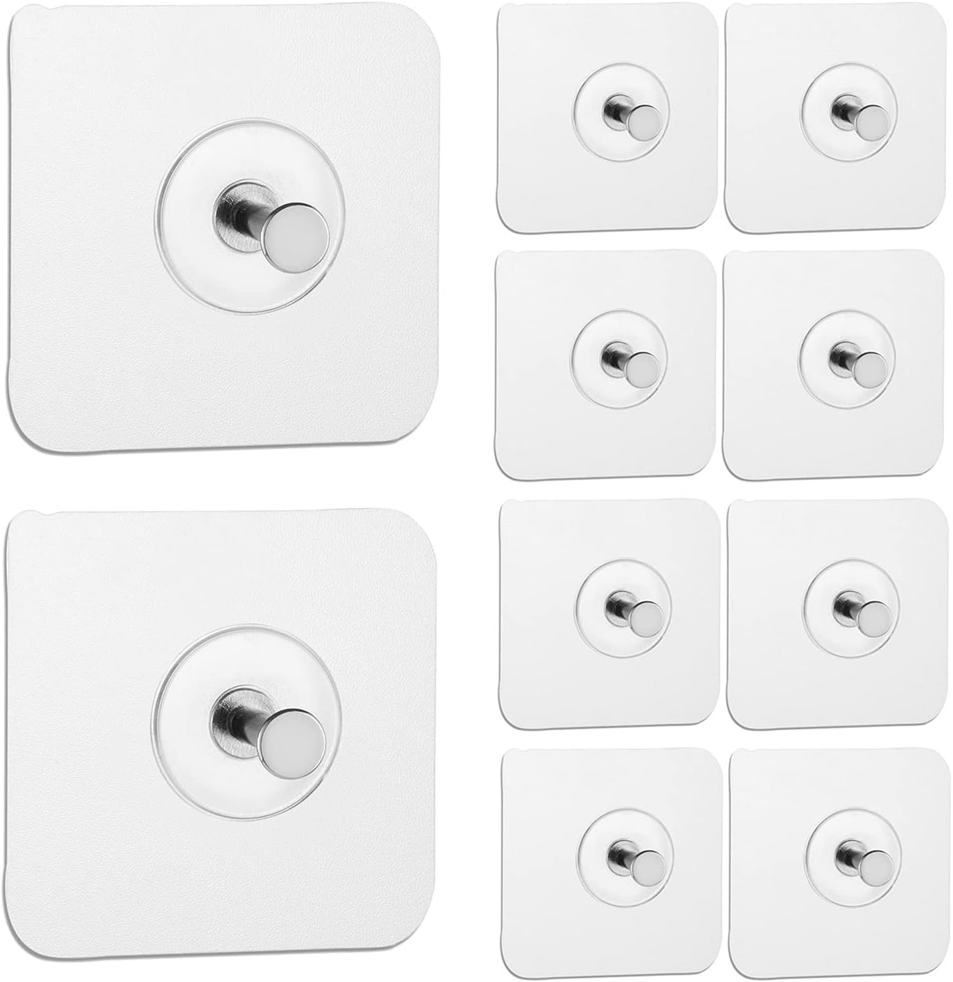 Reusable Adhesive Wall Hooks 13.5lbs(Max) Transparent , Waterproof and Oilproof For Bathroom Kitchen Heavy Duty 10 Pack