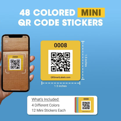 Smart Labels QR Code Stickers with AI Photo Analysis App - Auto-Creates Item Descriptions - No Typing - Made in USA - QR Code Labels for Storage & Inventory Tracking, Organization & Moving, Pack of 48