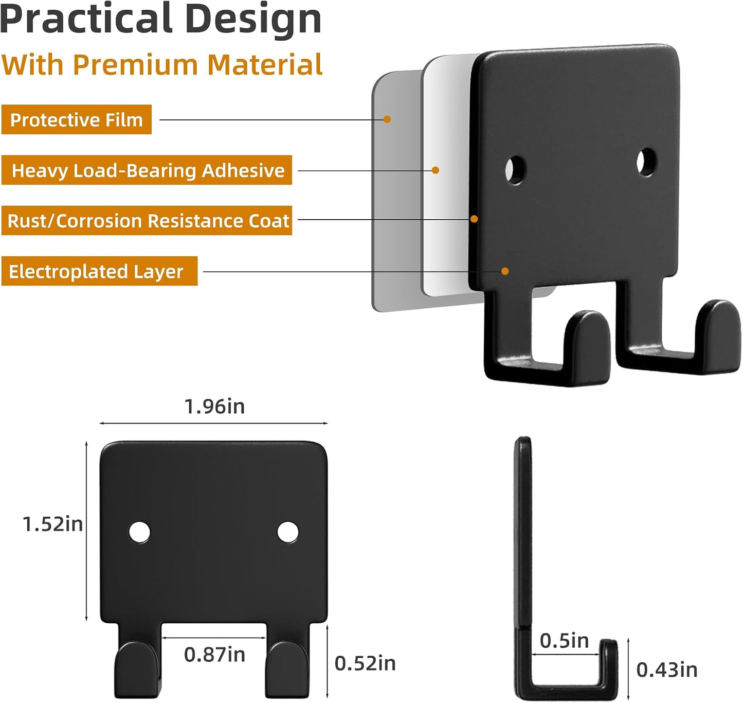 GTK Key Holder for Wall, Key Hooks with 6 Hooks, Wall Mounted Key Holder for Hallway, Self Adhesive Key Rack(White)