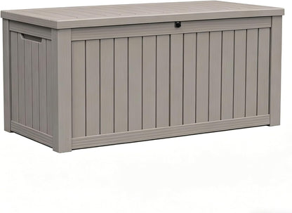 LAUSAINT HOME 320 Gallon Resin Deck Box, Package Delivery Box with Lockable Lid, Waterproof Outdoor Storage Box For Garden Tools, Patio Cushions(320 Gallon,Black)